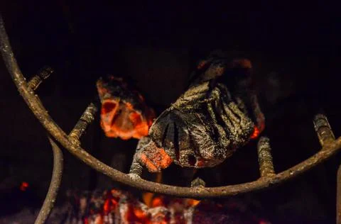 Glowing hot flame close up of a Fire Stock Photos