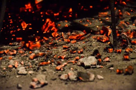 Glowing hot flame close up of a Fire Stock Photos