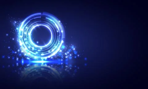 Glowing HUD circle. Light , ray and sparking ring. Colorful tunnel. Bright bo Stock Illustration