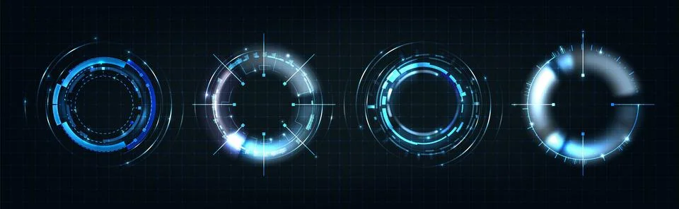 Glowing hud interface circles with circuit boards Stock Illustration