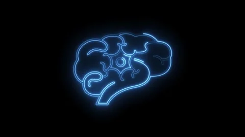Glowing human brain animated outline on black background for medical or sci.. Stock Footage 312331055
