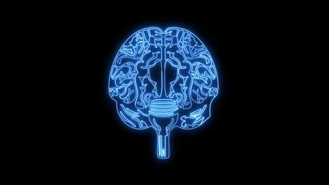 Glowing human brain showing neural activity motion. Видео 333080911