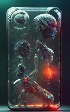 Glowing human brain transform ai in a glass dome Illustrazione stock