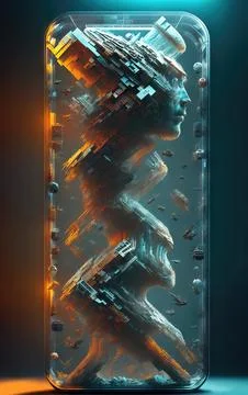 Glowing human brain transform ai in a glass dome Illustrazione stock