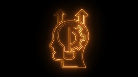 Glowing human head with lightbulb gear arrows conveying creative thinking i.. Stock Footage 309911653