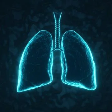 Glowing human lungs on blue background Stock Illustration