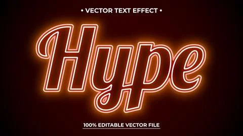 Glowing "Hype" Text Effect with Editable Vector File on Dark Gradient Backg.. Stock Illustration