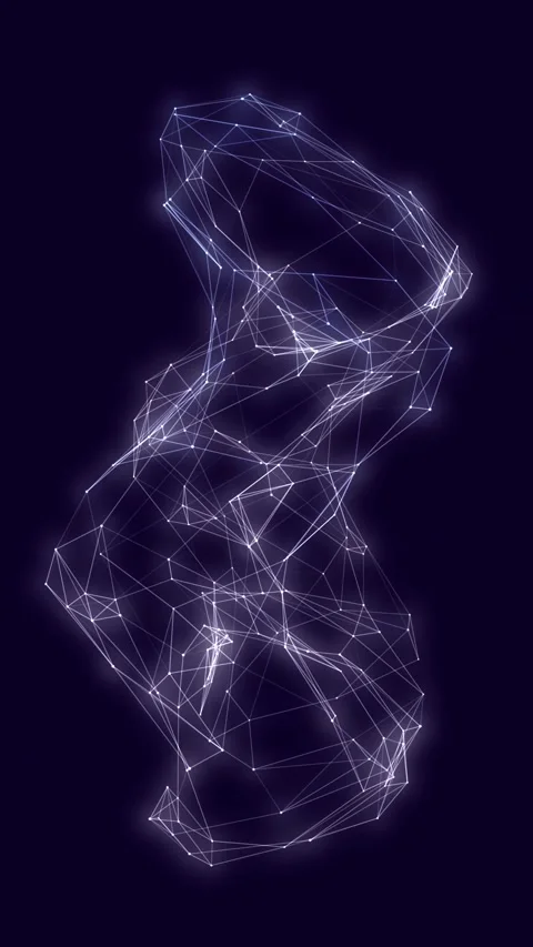 Glowing Ice Plexus Network Morphing Loop in Vertical Format Stock Footage 347345257