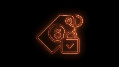 Glowing icon animation of secure payments and financial safety on a black b.. Stock Footage 346004612