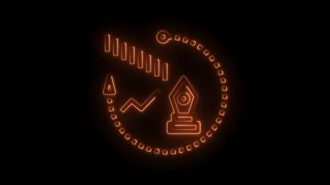 Glowing icon of art design process with chart and pen on black Stock Footage 309909308