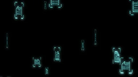 Glowing icons of file or folder data flying up in black background. Glowing  Stock Footage 250618554