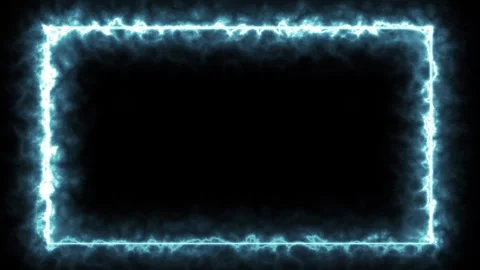 Glowing icy blue electric rectangle frame with plasma energy and misty glow o Stock Footage 348291725