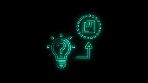 Glowing idea lightbulb transferring data on black background animated neon .. Stock Footage 308461009