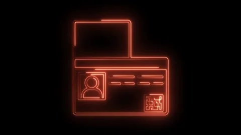 Glowing identification card with a qr code scanning on black background for.. Stock Footage 316674377