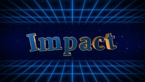 Glowing impact text animation with blue grid background Video stock 337327329