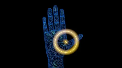 Glowing Implant inside hand . 3d animation. Camera zoom out Stock-Footage 93961813