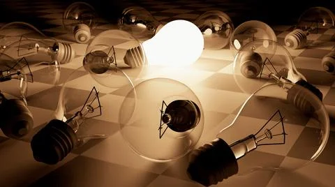 Glowing incandescent light bulb. Stock Illustration