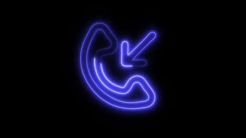 Glowing Incoming Call Icon in HD Video Neon Animation Stock Footage 304555479