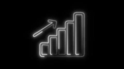 Glowing Increase Icon in HD Video Neon Animation Stock Footage 304555841