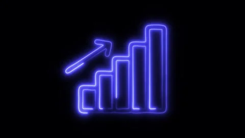 Glowing Increase Icon in HD Video Neon Animation 스톡 동영상 304555842