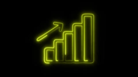 Glowing Increase Icon in HD Video Neon Animation Vídeo Stock 304555843