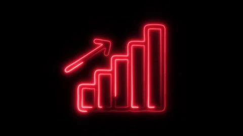 Glowing Increase Icon in HD Video Neon Animation Stock Footage 304555844