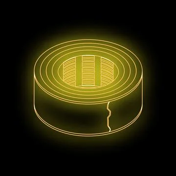 Glowing inductor coil emitting electromagnetic field on dark background Illustrazione stock