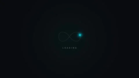 Glowing infinity loop loading screen animation, dark theme UI element Stock Footage 340186153