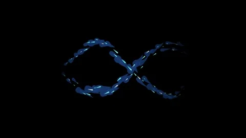 Glowing infinity loop symbol animation with flowing blue energy particles a.. 스톡 동영상 348192108
