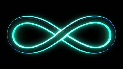 Glowing infinity symbol abstract neon loop on black background seamless loop Stock Footage 341429197