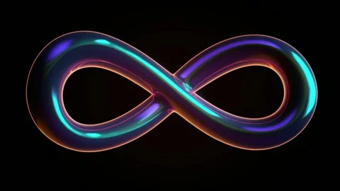 Glowing infinity symbol neon abstract animation on black background seamles.. Stockbeeldmateriaal 341429195