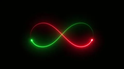 Glowing infinity symbol transition animation isolated on black background Video stock 320889721