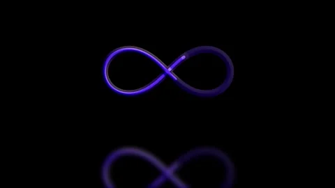 Glowing infinity symbol transitions with purple blue neon light on black ba.. Stock Footage 344285659
