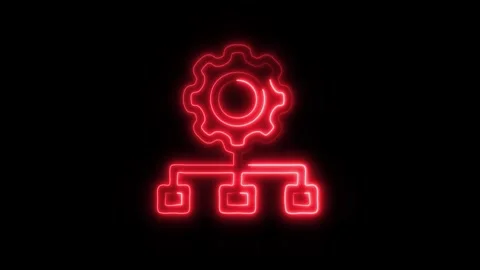 Glowing Infrastructure Icon in HD Video Neon Animation Stock Footage 304555245