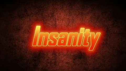 Glowing insanity text motion graphics against dark textured background dynamic Stock Footage 343550804