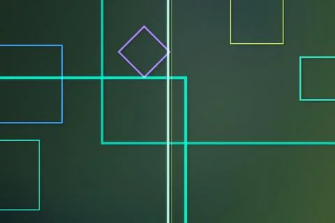 Glowing intersecting squares and rectangles create a futuristic abstract de.. Stock Illustration