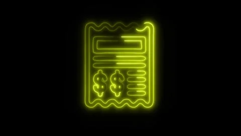 Glowing Invoice Icon in HD Video Neon Animation Stock Footage 304555324