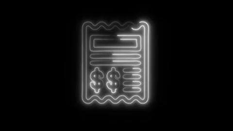 Glowing Invoice Icon in HD Video Neon Animation 스톡 동영상 304555333
