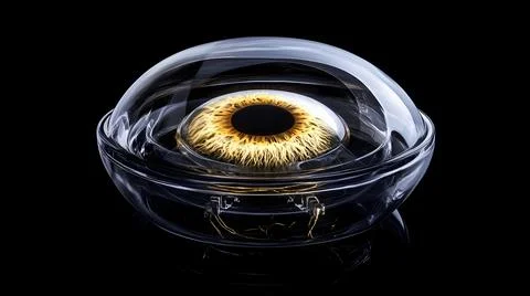 Glowing Iris with Transparent Lens Effect Stock Illustration