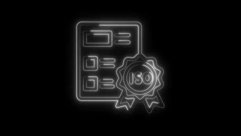 Glowing iso certification document outlines quality standards and complianc.. Stock Footage 312310466