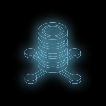 Glowing isometric database icon representing data storage and network conne.. 스톡 일러스트
