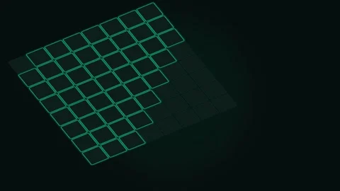 A glowing isometric grid pattern featuring highlighted squares on dark back.. Stock-Footage 338311226