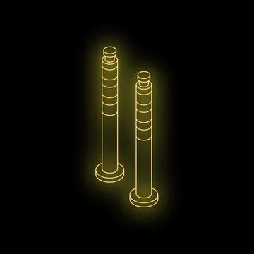 Glowing isometric traffic bollards restricting access on black background Stock Illustration