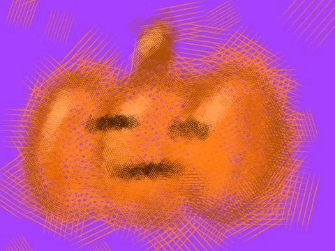 Glowing Jack O Lantern Pumpkin on Purple Background Stock Illustration
