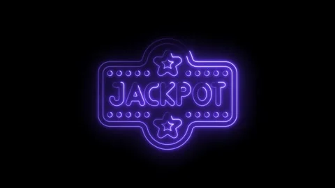 Glowing jackpot neon sign animation on black background with casino and gam.. Stock Footage 330780834