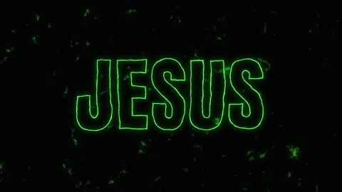 Glowing JESUS TEXT with strobe effects (4K) Stock Footage 150269231