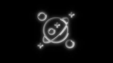 Glowing Jupiter Icon in HD Video Neon Animation Stock Footage 304554928