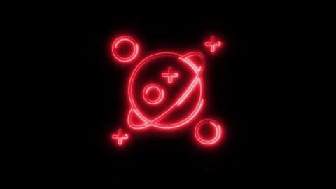 Glowing Jupiter Icon in HD Video Neon Animation 動画素材 304554934