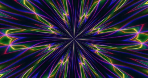 Glowing kaleidoscope of multi-colored rays of light Stock Footage 264928382