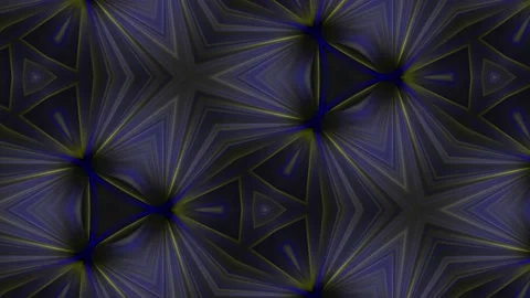 Glowing kaleidoscopic asymmetric patterns in yellow and blue tones. Stock Footage 221488044